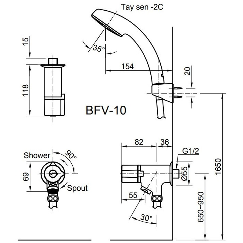 Vòi Sen Lạnh Inax BFV-10-2C - Ảnh 2