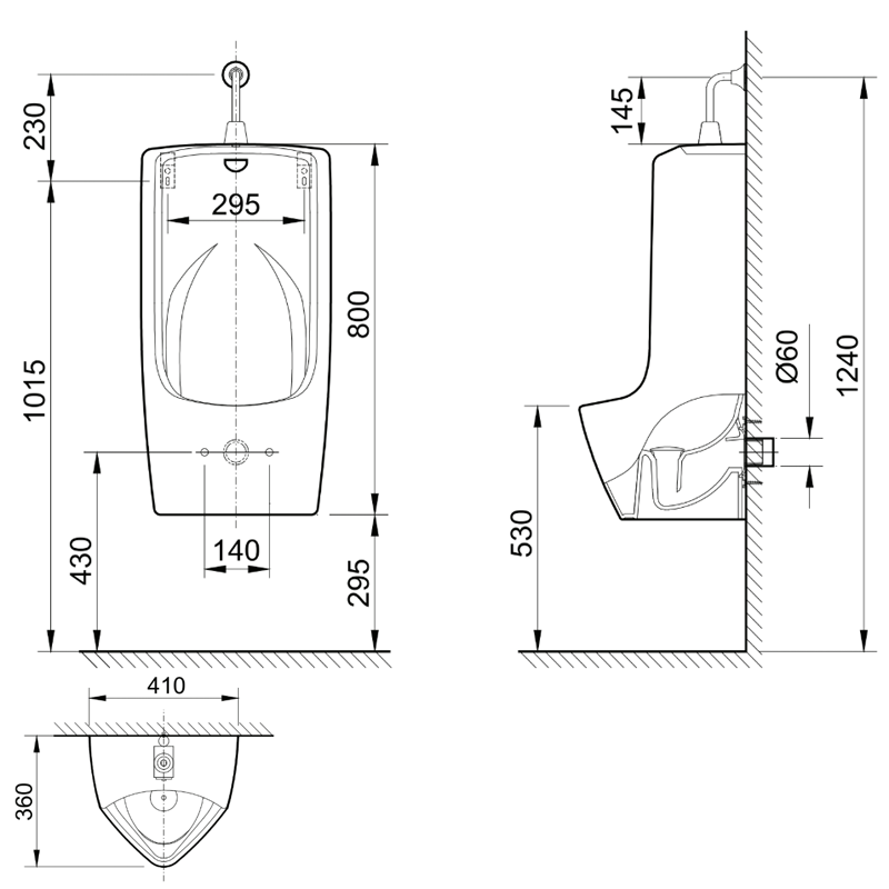 Bồn Tiểu Nam Inax AU-411V - Ảnh 2