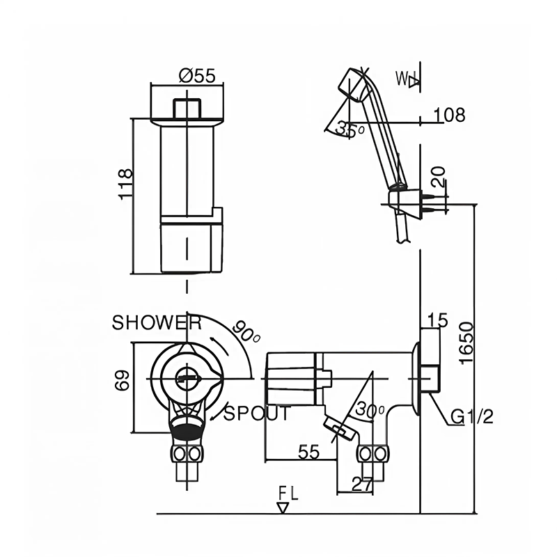 Vòi Sen Tắm Lạnh INAX BFV-10-1C