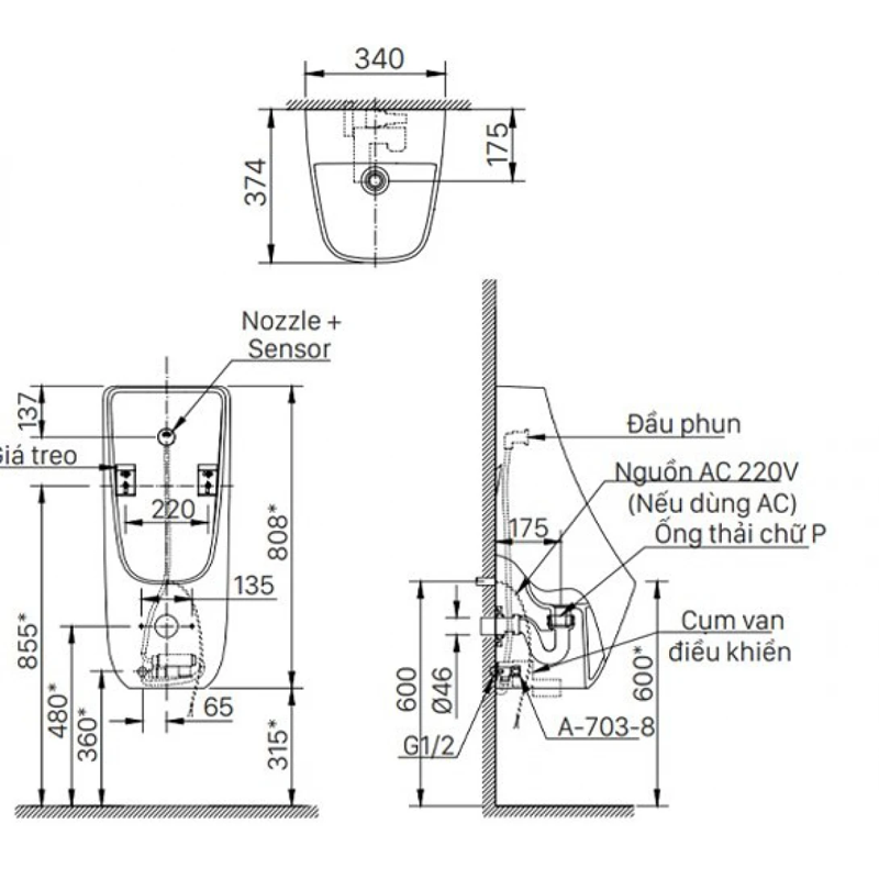 Bồn Tiểu Nam Inax AU-468IR - Ảnh 2