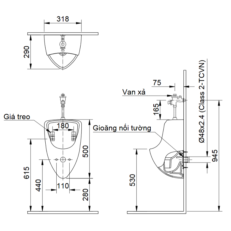 Bồn Tiểu Nam Inax U-440V - Ảnh 2