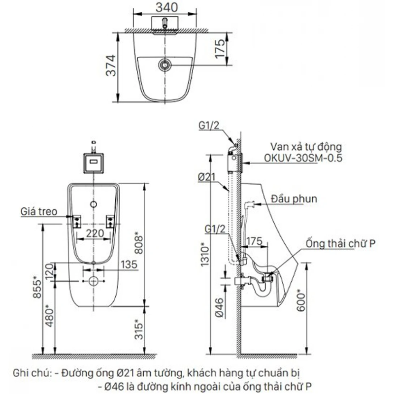 Bồn Tiểu Nam Inax AU-468VAC - Ảnh 2