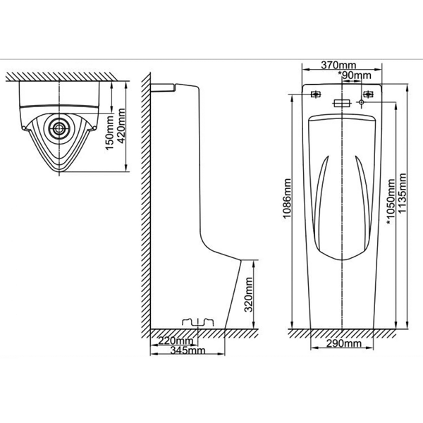 Bồn Tiểu Inax AFU-600VDC - Ảnh 2