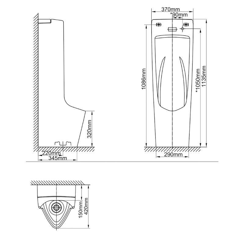 Bồn Tiểu Đặt Sàn Inax AFU-600VAC - Ảnh 2