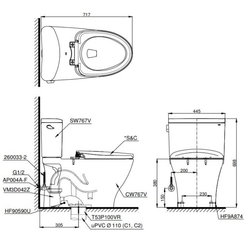 bồn cầu toto CS767RE2