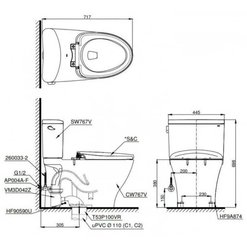 bồn cầu toto CS767RW18