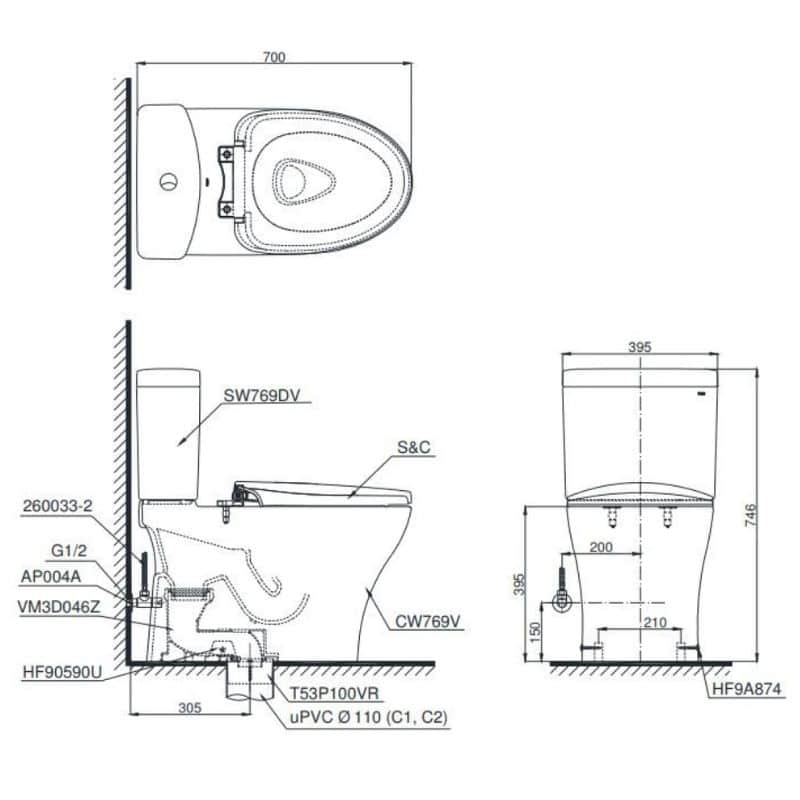 bồn cầu thông minh toto CS769CDRW17