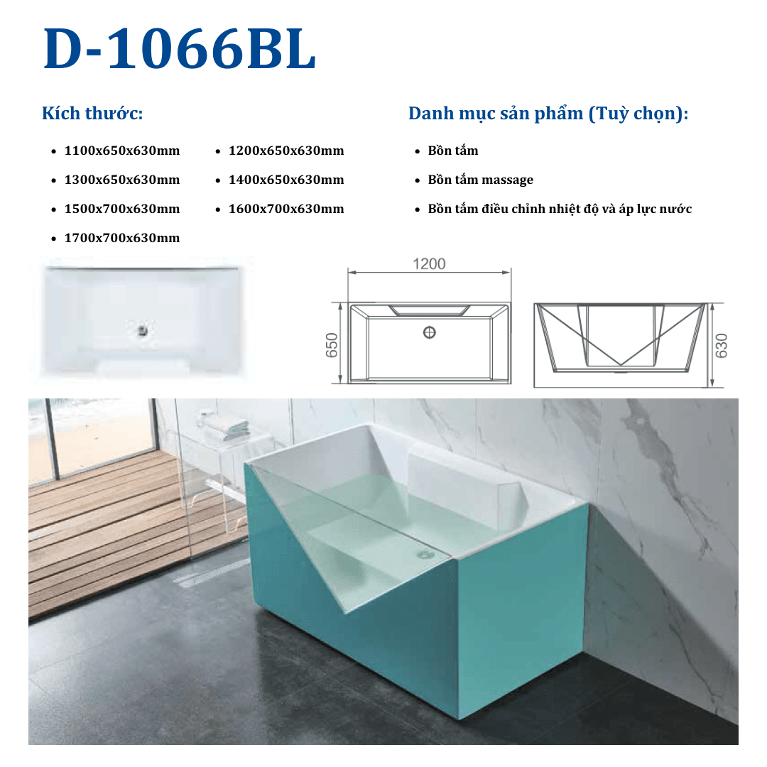 Thông số Bồn Tắm HUGE D-1066BL