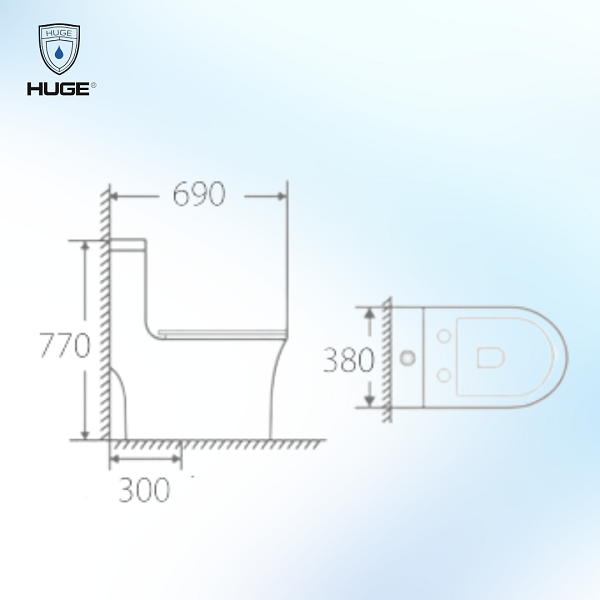 Bồn Cầu Một Khối HUGE H-BC2105 (Mã cũ) - Ảnh 2