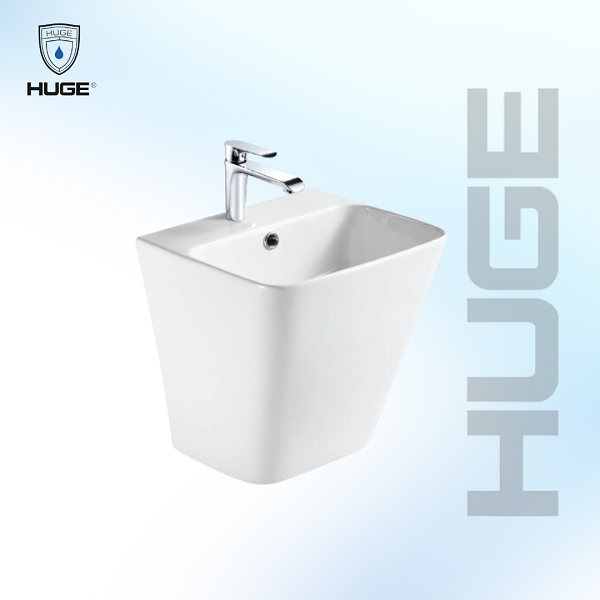 Chậu Lavabo Treo Tường Liền Chân HUGE H-LV162S - Ảnh 2