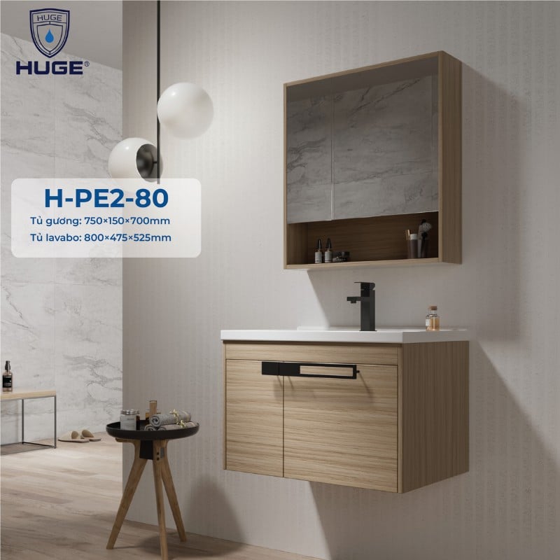 Tủ Lavabo PVC Huge H-PE2-80 - Ảnh 2