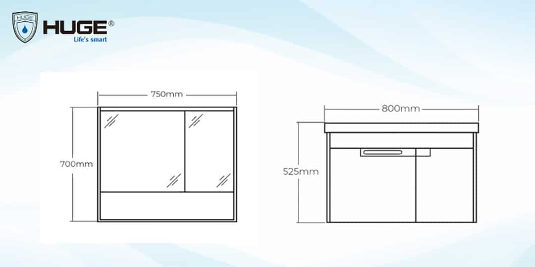 Tủ Lavabo PVC Huge H-PE2-80 - Ảnh 3