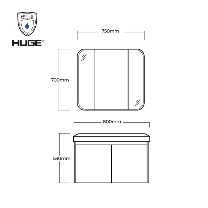 Bộ tủ lavabo PVC H-PE8-80 thể hiện sự kết hợp hoàn hảo giữa tính thẩm mỹ và tiện ích