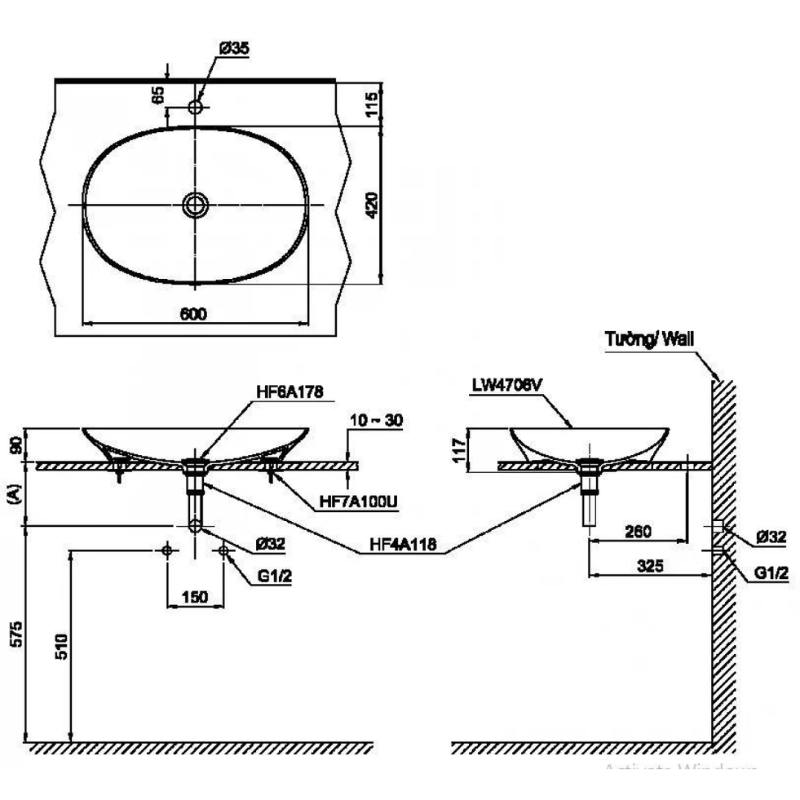 Chậu Rửa Mặt Lavabo TOTO LT4706#MBE Đặt Bàn Màu Be Mờ - Ảnh 3