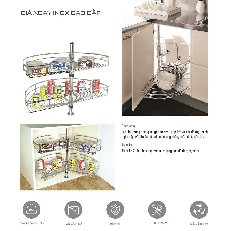 Mâm xoay góc 1/2 inox bóng H-MC1118 - Ảnh 2