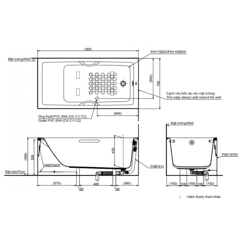 Bồn Tắm TOTO PAY1525HVC/TVBF411 - Ảnh 2