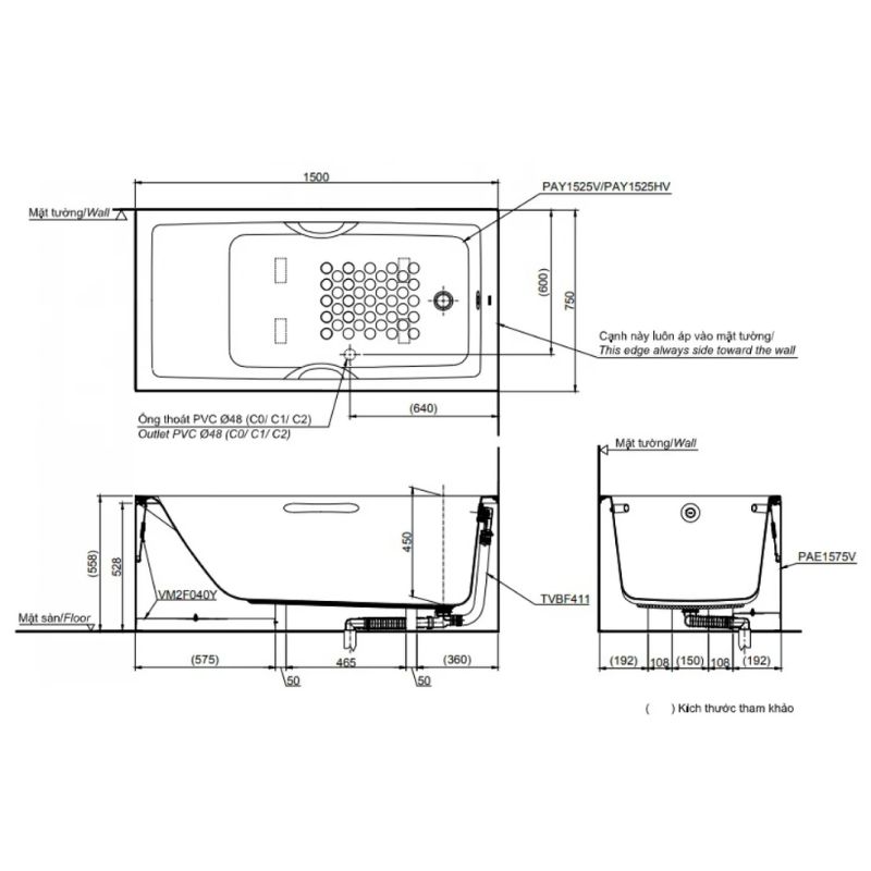 Bồn Tắm TOTO PAY1525VC/TVBF411 - Ảnh 2
