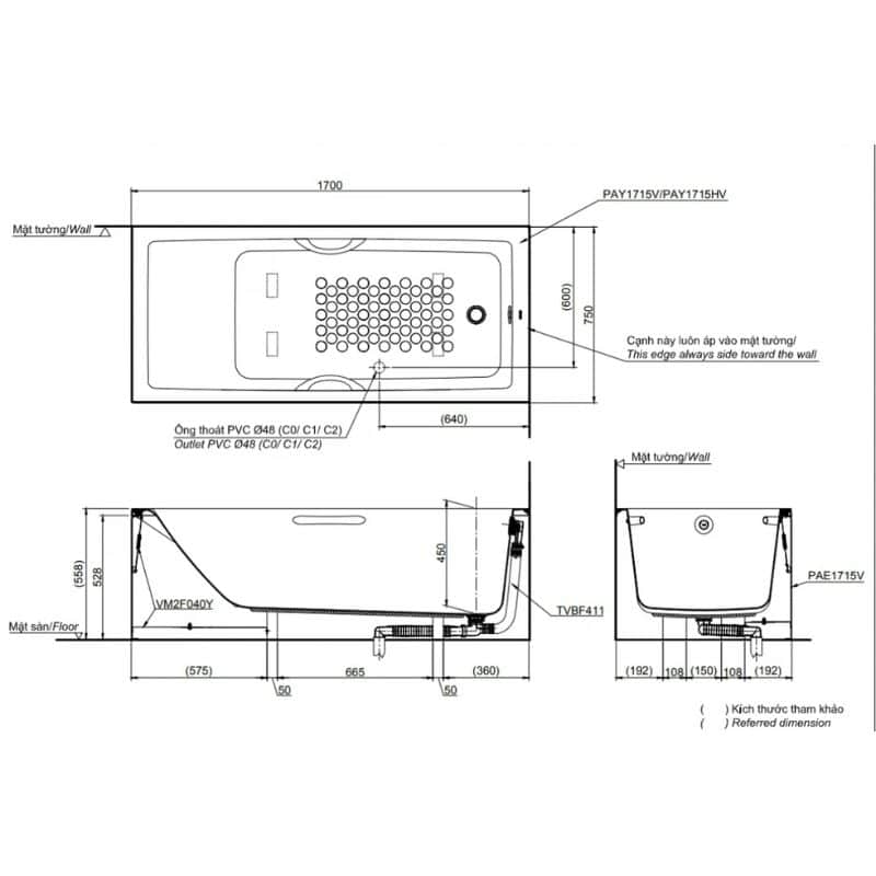 Bồn Tắm TOTO PAY1715HVC/TVBF411 - Ảnh 2