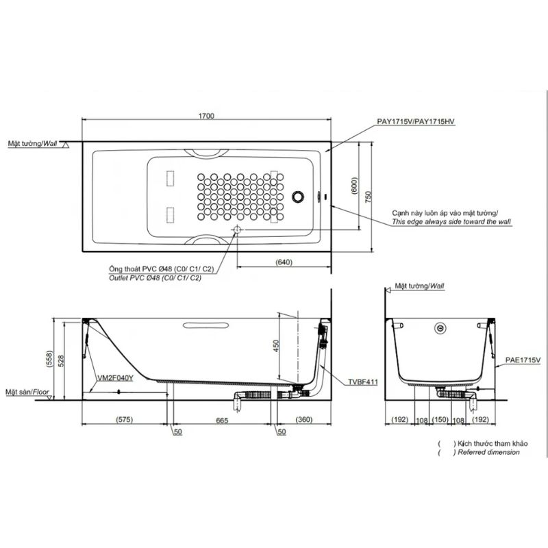 Bồn Tắm TOTO PAY1715VC/TVBF411 - Ảnh 2