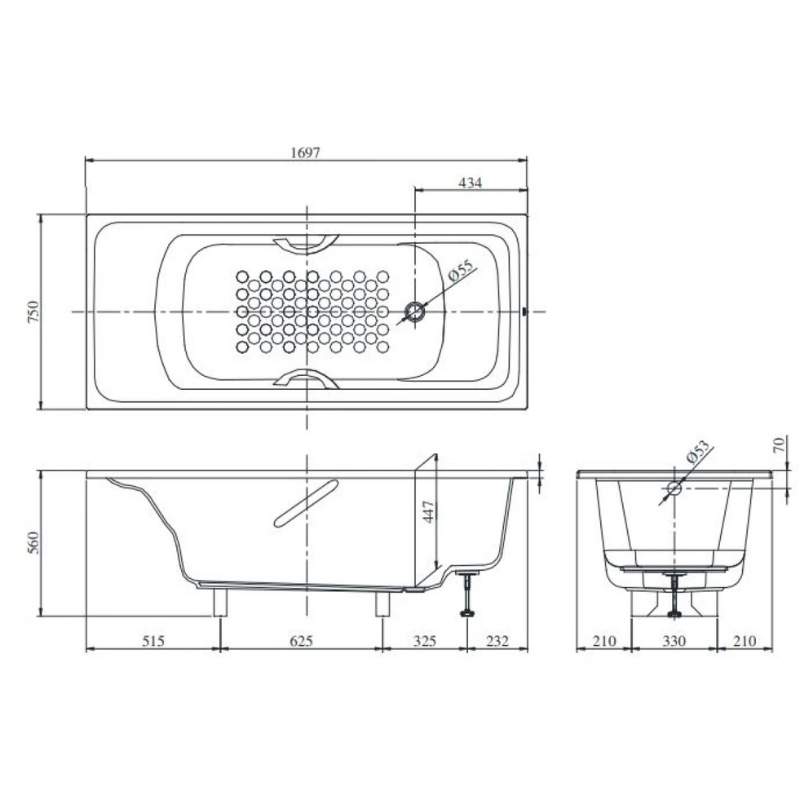 Bồn Tắm TOTO PPY1780PE#P/DB505R-3B/TVBF411 Ngọc Trai 1.7M - Ảnh 2