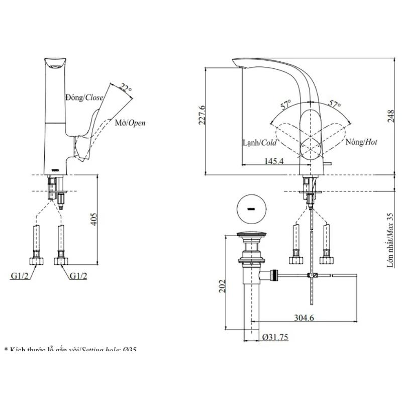 Vòi Lavabo TOTO TLG01309BA Nóng Lạnh Cổ Cao - Ảnh 2