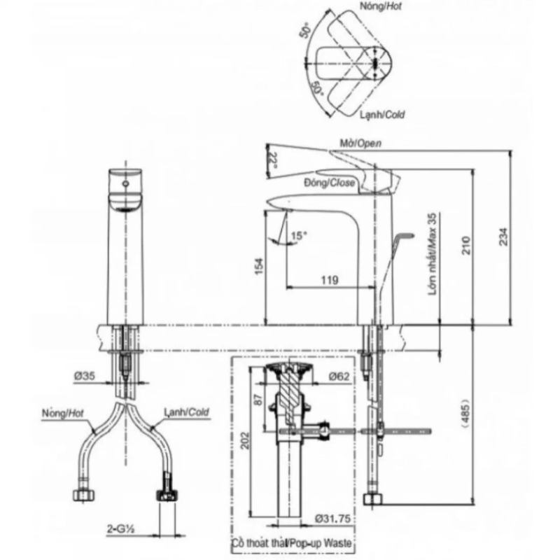 Vòi Lavabo TOTO TLG04307B#BRG Nóng Lạnh Thân Cao Màu Vàng Hồng Mờ - Ảnh 2