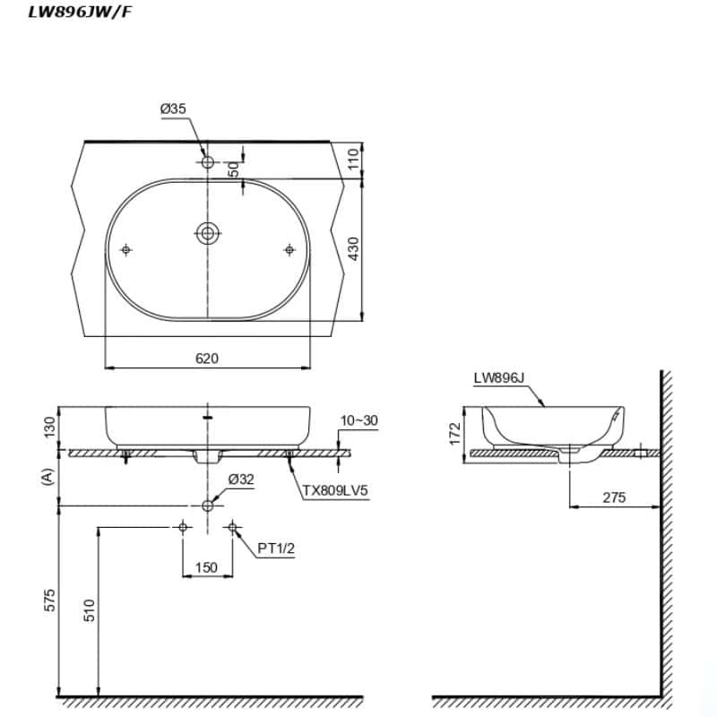 Chậu Rửa Lavabo TOTO LW896JW/F#ASB Xanh Tro - Ảnh 2