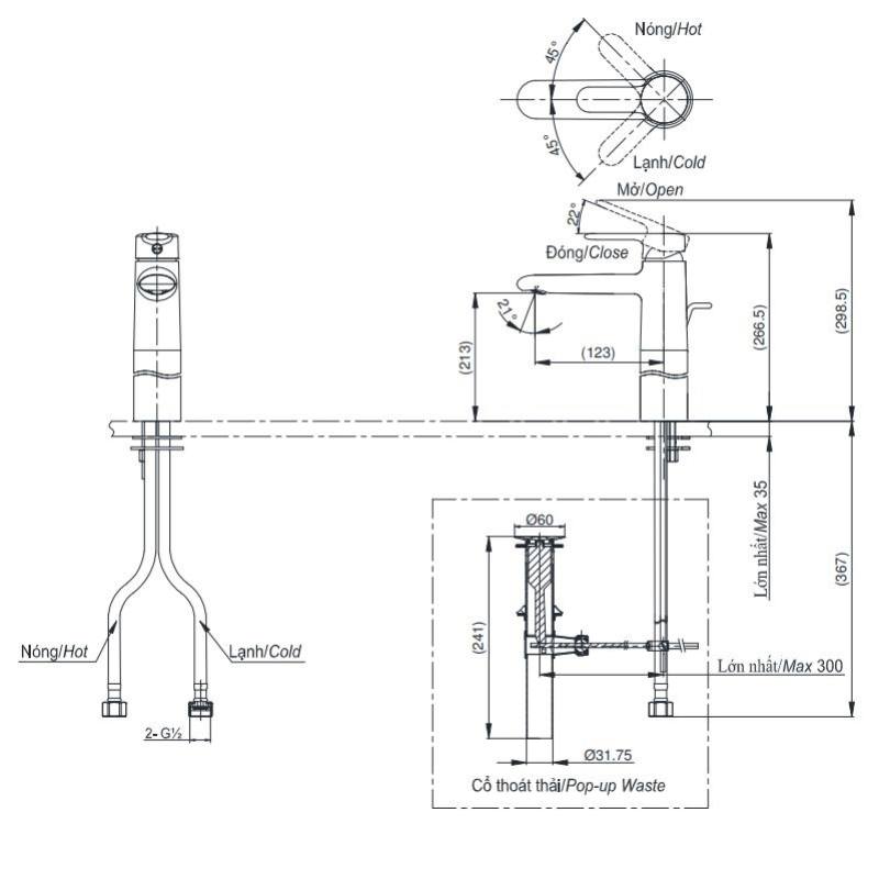 Vòi Lavabo TOTO TVLM112NS Nóng Lạnh Cổ Cao - Ảnh 2