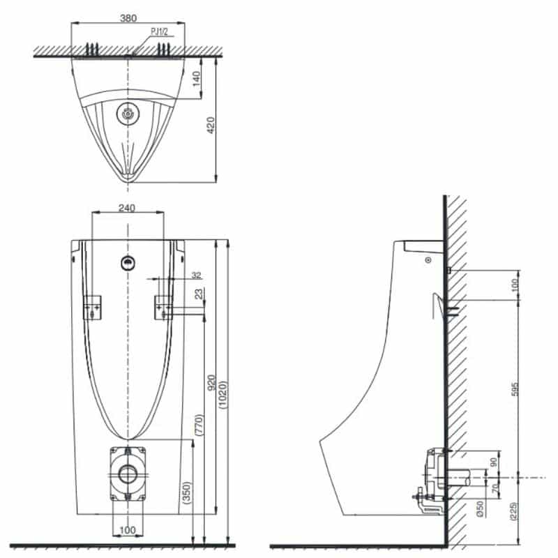 Bồn Tiểu Nam TOTO USWN900AE Cảm Ứng Dùng Điện - Ảnh 2