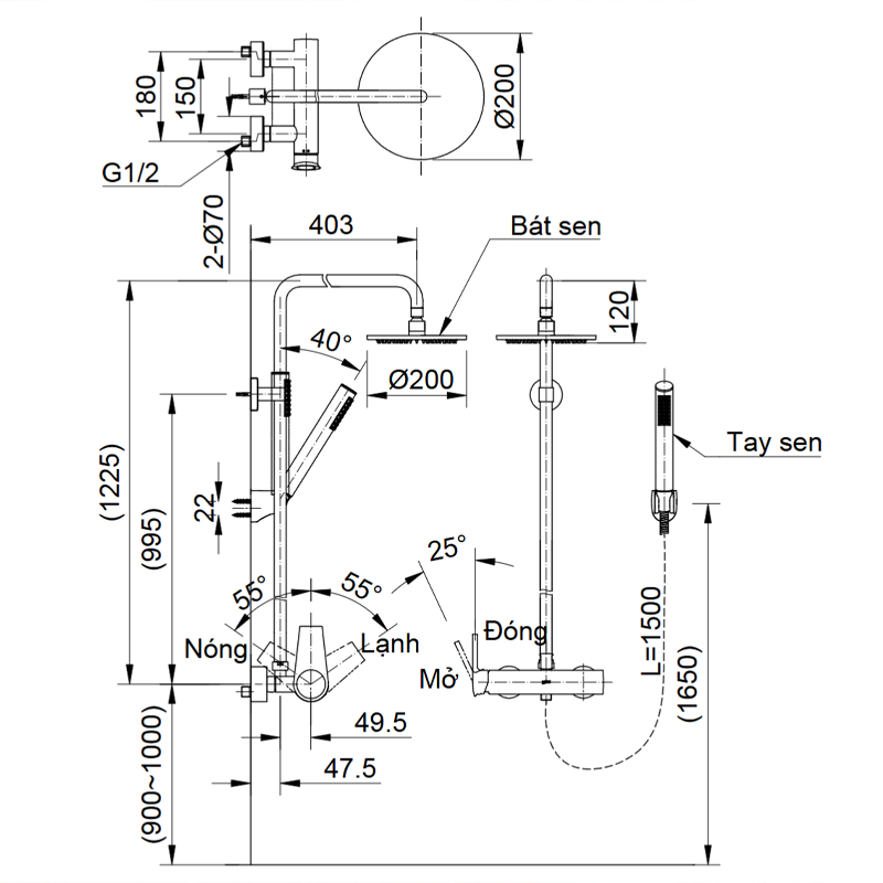 Vòi Cây Sen Tắm Nóng Lạnh Inax BFV-71S - Ảnh 2