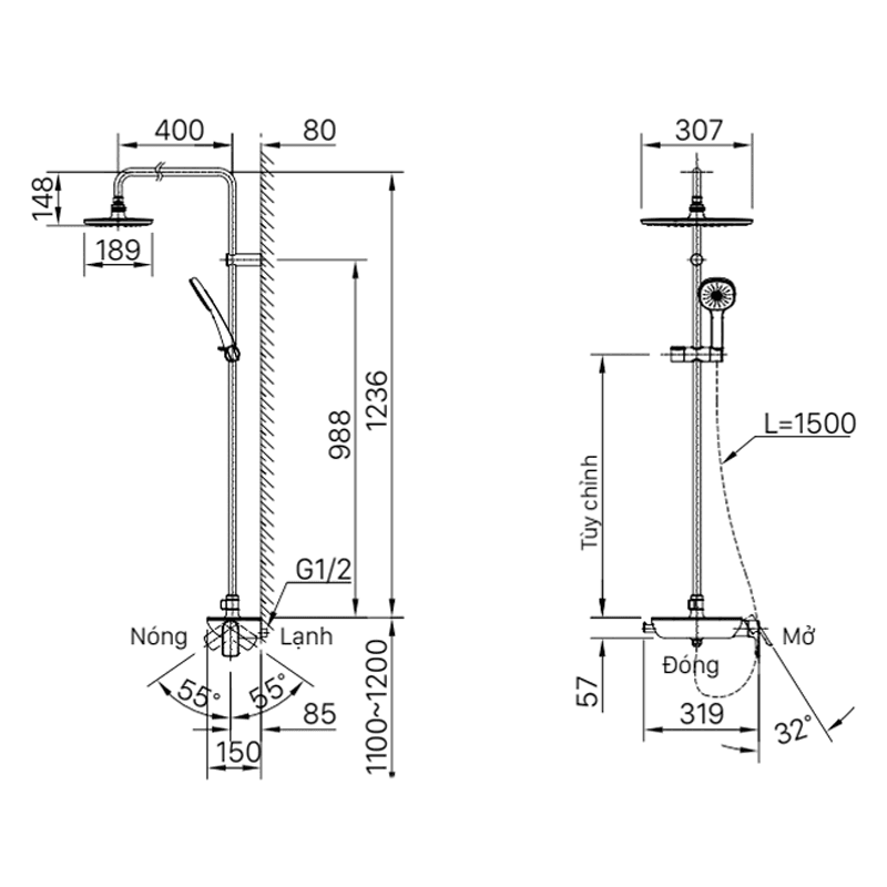 Vòi Sen Cây Tắm Inax BFV-615S-8C - Ảnh 2
