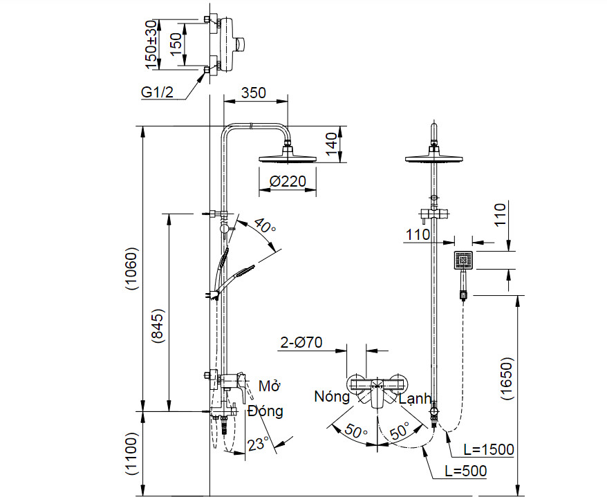 Vòi Cây Sen Tắm Inax BFV-50S - Ảnh 2