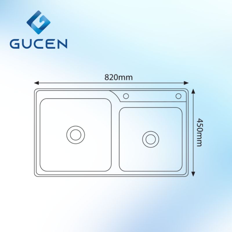 Chậu Rửa Chén 2 Hố Lệch Không Bàn GUCEN G-1200AG1 - Ảnh 2