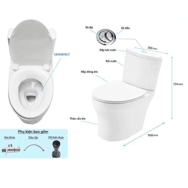 Bồn Cầu 2 Khối TOTO CS838DT8 Nắp TC600VS - Ảnh 3
