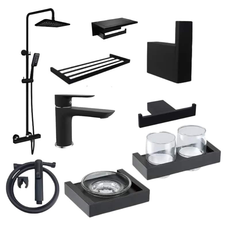 Combo Thiết Bị Vệ Sinh Cao Cấp HUGE 03 Đen