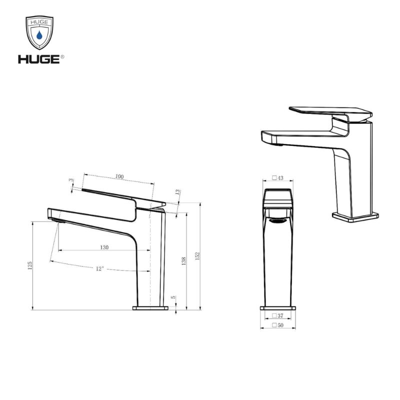 Vòi Lavabo nóng lạnh Huge Lambert Eco H-2900V - Ảnh 2