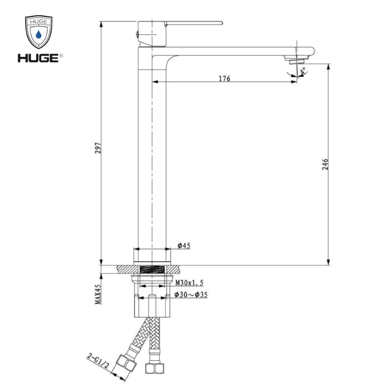 Vòi Lavabo Huge Elegant H-8600AB - Ảnh 3
