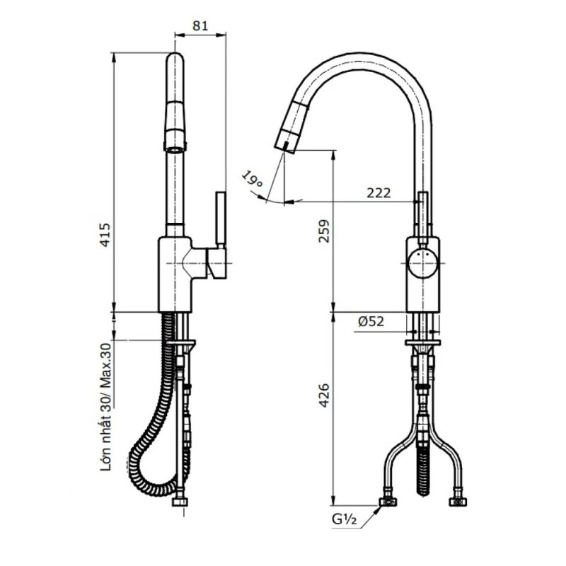 Vòi Rửa Chén TOTO TX608KNBR Nóng Lạnh - Ảnh 2