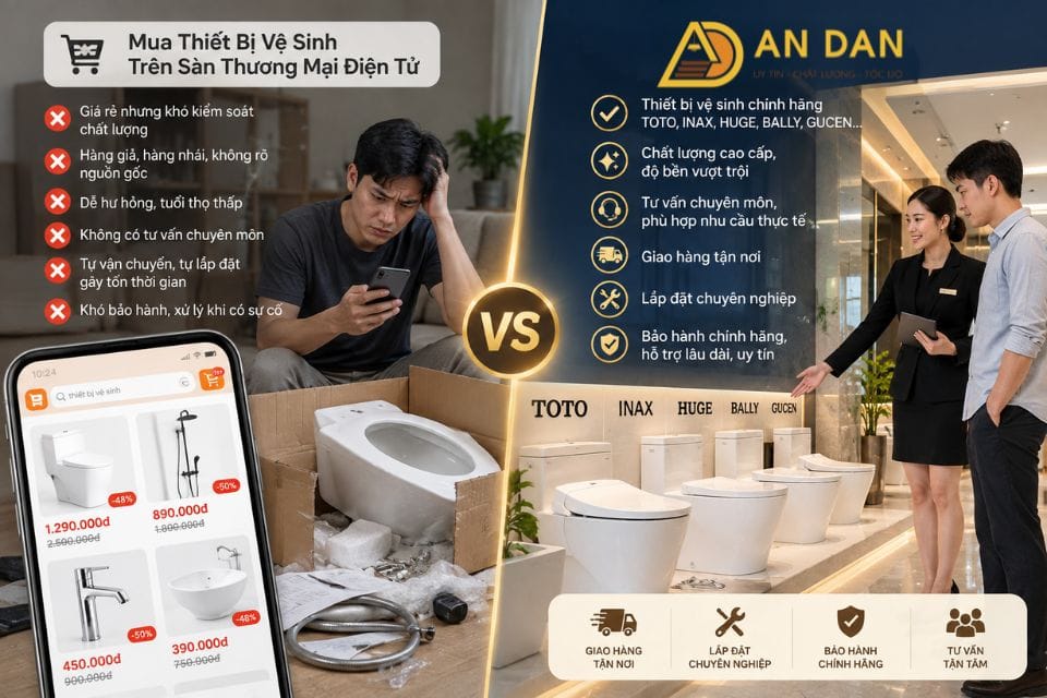 mua thiết bị vệ sinh giá rẻ và mua tại AN Dân chính hãng uy tín